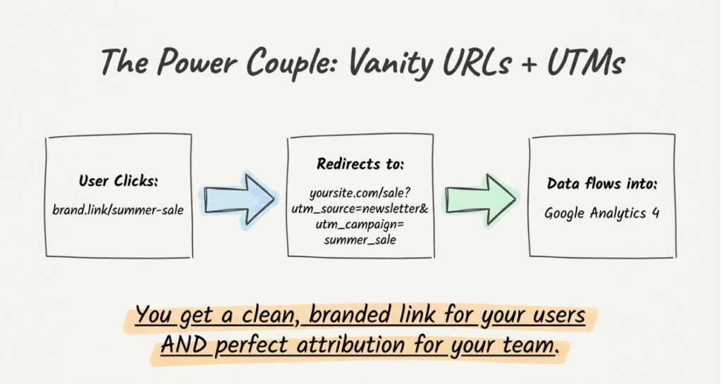 how vanity urls work with utm tracking